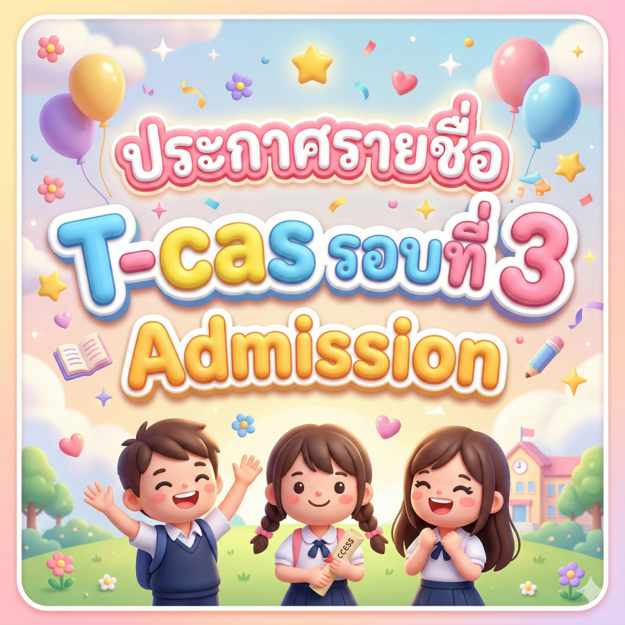 ประกาศรายชื่อผู้ผ่านการคัดเลือกเข้าศึกษาต่อ รอบ 3 Admission ประจำปีการศึกษา 2569